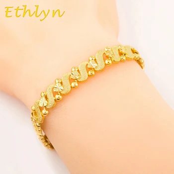Ethlyn Veľkoobchod ženy romantické Srdce náramok šperky zlatá farba Dubaj/Etiópskej/Africkej ženy darček šperky B011
