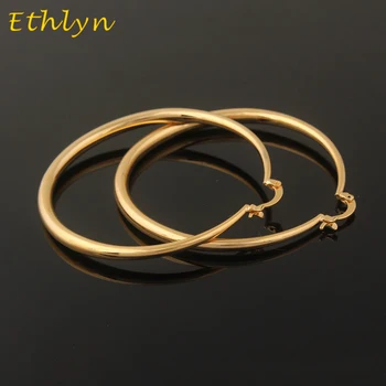 Ethlyn zlaté Náušnice Etiópskej/ Izrael/ Afriky Zlatá Farba Módne Šperky Veľkoobchod Kolo Veľkej Veľkosti Hoop Náušnice Ženy E25