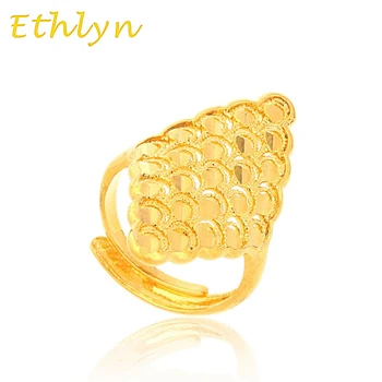 Ethlyn Šperky Nové Etiópskej ženy Zapojenie snubný prsteň Zlatá Farba Resizable zlatý prsteň R28B