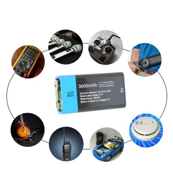 Etinesan Ultra-Efektívny 9V 400mAh USB Nabíjateľné Lítium-Polymérová Batéria 9V Pre RC Fotoaparát Drone Príslušenstvo Darček hračky