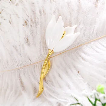 Európa Spojené Štáty americké módne obnovenie dávnych spôsoby biely tulipán corsage pin Žena reťazca šatky pracky príslušenstvo A brošňa