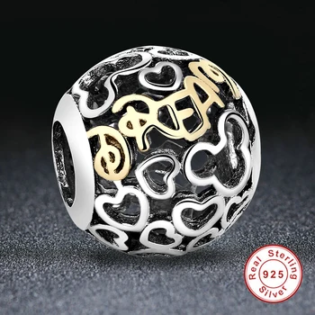 Európska Gold-Farba Sen Srdce Korálky Charms Fit Pôvodné BW Náramok, Náhrdelník DIY 925 Sterling Silver Šperky