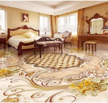 Európska moderná zlato vzor rose poschodí foto dekorácie 3d dlažby pre kúpeľne nepremokavé samolepiace podlahy, maľby