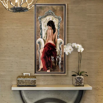 Európska Ušľachtilý Lady olejomalieb Body Art Plátno na Maľovanie Hotel Ornament HD Tlač Stenu Obrázok Pre Obývacia Izba Domova