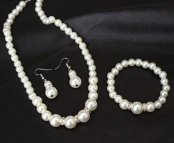 Európske a Americké módne imitácia perlový náhrdelník nevesta šperky, náhrdelníky náušnice, náramok vyhovovali Sladkovodné Perly Sady
