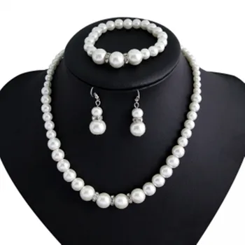 Európske a Americké módne imitácia perlový náhrdelník nevesta šperky, náhrdelníky náušnice, náramok vyhovovali Sladkovodné Perly Sady