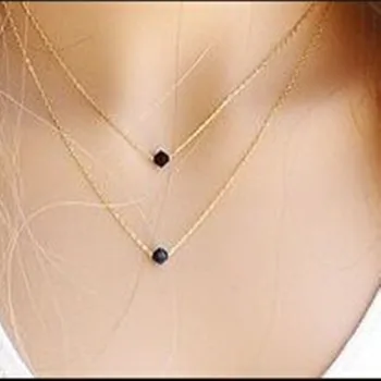 Európske a Americké šperky extrémnej jednoduchosti jednoduché, dvojité black crystal náhrdelník doprava zadarmo