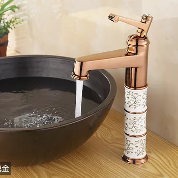 Európsky štýl golden Rose kúpeľňa povodí kohútik s leštený chróm teplej studenej kúpeľňa umývadlo umývadlo ťuknite na položku zmiešavač