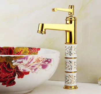 Európsky štýl golden Rose kúpeľňa povodí kohútik s leštený chróm teplej studenej kúpeľňa umývadlo umývadlo ťuknite na položku zmiešavač