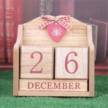 Európsky štýl pastoračnej drevo kreatívne kalendár fotografie rekvizity domáce dekorácie kalendár Vianočné tvorivé ornament