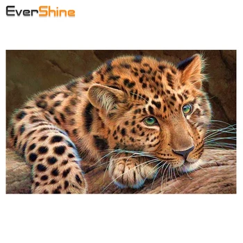 EverShine Diamond Výšivky Leopard Plná Živice Diamond Maľovanie Cross Stitch DIY Diamond Mozaiky Zvierat Obrázok Drahokamu