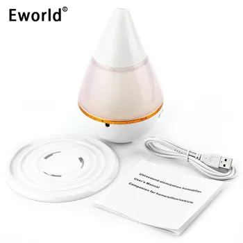 Eworld 200 ml 2W Ultrazvukové Aróma Zvlhčovač Vzduchu Esenciálny Olej Difúzor Smart Home s LED Svetlom Čistička Rozprašovač Opakovací