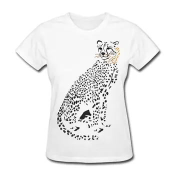 Exotické Zvieratá, Veľká Mača Gepard Žien T-Shirt, T Košele Ženy Topy Čaj White Štýl Zábavné Bavlna Bežné Tee Tričko Femme
