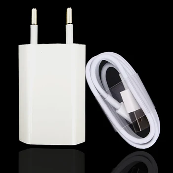 EÚ Plug Biela Farba Steny AC USB Nabíjačka Pre iPhone, 8 Pin USB Nabíjací Kábel + Nabíjačka Adaptér Pre Apple iPhone 4 5 5S 5C 6 6 7