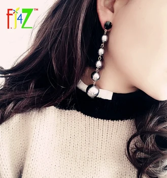 F. J4Z Bang Na Trendy Módne Sladké Štylizované Ohromujúci Veľké Faux Perly Chancelier Náušnice Club Show Ear Šperky Bijoux