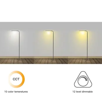 F9 Moderný Dotykový LED Stojí Poschodí Lampa na Čítanie pre Obývacia Izba, Spálňa s Diaľkovým ovládaním 12 Úrovní Stmievateľné 3000-6000K Čierna