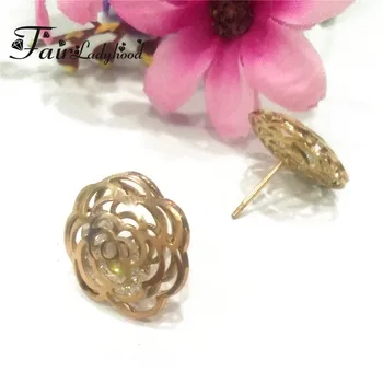 FairLadyHood Originálny Dizajn Rose Gold Color Titánové Ocele Stud Náušnice Klasické Camellia Kvetinový Náušnice Pre Ženy, Darčeky