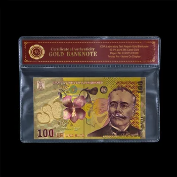 Falošné Farby, Zlaté Bankovky, Rumunsko 100 RON Bankovky, Papierové Meny Výzdoba Domov