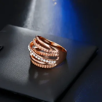 FAMSHIN Značky Ženy Krúžok Rose Gold Color Prst Zásnubné Prstene pre Ženy Snubné Prstene anillos Telo Šperky