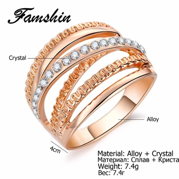 FAMSHIN Značky Ženy Krúžok Rose Gold Color Prst Zásnubné Prstene pre Ženy Snubné Prstene anillos Telo Šperky