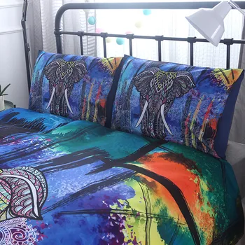 Fanaijia India Slon Tlač Perinu set s obliečka na vankúš 3ks posteľná bielizeň Nastaviť Český Dizajn NÁS Kráľovná King Bed bedline