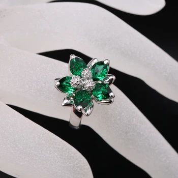 Fantastické Zelená Biela Cubic zirconia 925 Sterling Silver Módne Jewelrys Pre Ženy Kvety Krúžky NÁM# Veľkosti 6 7 8 9 S1729
