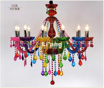 Farebné Krištáľový Luster Obývacia Izba listry de cristal Dekorácie Tiffany Prívesky a Lustre Domáce Vnútorné Osvetlenie Lampa