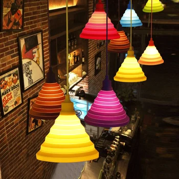Farebné Silikónové Prívesok svetlá Led E27 Vintage Edison lesk lano Prívesok na čítanie svetlo pre Jedáleň, Kuchyňa bar