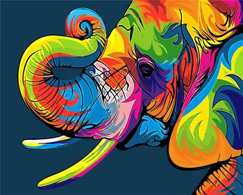Farebné slon fotografie detí DIY digitálne Obrazy Čísel Farba Číslo Olej Maľovanie obrázkov Na bavlna detská izba Decor