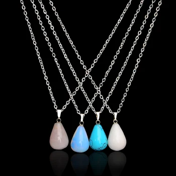 Farebné Upraviť Šperky, Prívesky, Náhrdelníky Pre Ženy Okrúhle Korálky Prírodné Opal Crystal Kameň Collares Colar Feminino