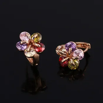 Farebné Zirkón Crystal Hoop náušnice pre ženy Rose Gold color módne Šperky náušnice žena Brincos ucho putá najvyššej kvality