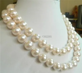 ! fashion, DIY šperky 10 mm Biela Sea Shell Perly Náhrdelník 35