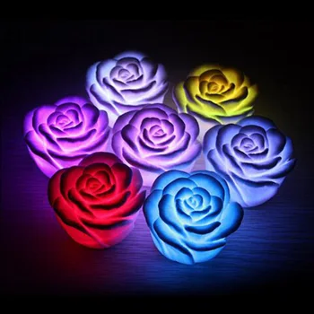 Fashion LED nočné lampy, Romantické Ruže Kvet noc Farbu svetla zmeniť Lampa LED nočné osvetlenie Interiéru