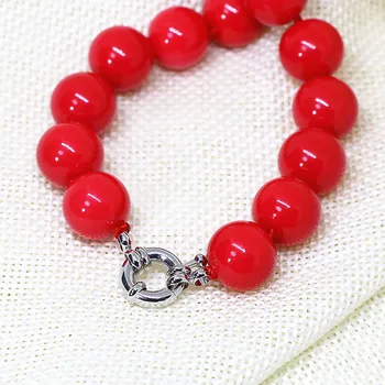 Fashion umelé červené koraly kolo 8,10,12,14 mm charms korálky ženy najlepšie kúzlo náhrdelník svadby darček šperky 18-palcové B1510