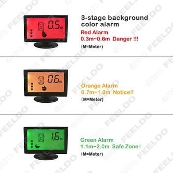 FEELDO Auto 3-Fázy Farba Pozadia, Alarm LCD Monitor Zálohy Cúvaní Pomoci Parkovací Senzor Systém 10-Color #J-1813