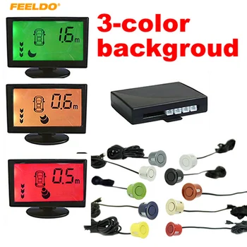 FEELDO Auto 3-Fázy Farba Pozadia, Alarm LCD Monitor Zálohy Cúvaní Pomoci Parkovací Senzor Systém 10-Color #J-1813