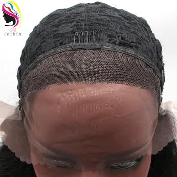 Feibin Syntetické Parochne Čipky Front Pre Čierne Ženy Dlhé Vlnité 22 inch 55 cm Tepelne Odolných Vlákien Vlasy
