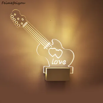 Feimefeiyou Gitara tvar LED nástenné svietidlo nočná lampa moderného obývacej miestnosti, chodbu, predsieň, schodisko Cesty, Steny Sconce Osvetlenie