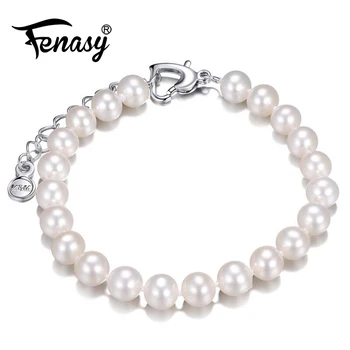 FENASY kúzlo náramok náramok sladkovodné 8-9mm natura perly, náramky pre ženy perlový náramok pre ženy,Perla šperky