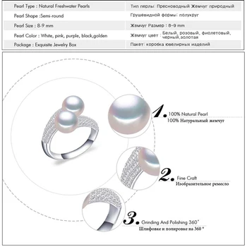 FENASY Pearl Šperky,dvojité Pearl krúžky,Prírodné Sladkovodné Perly krúžky,925 Striebro prstene pre ženy charms striebro 925 originál