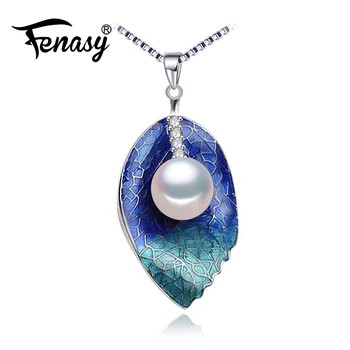 FENASY Pearl Šperky leaf prívesok,Originálny prírodný Perlový Náhrdelník,cloisonne Pearl Choker príveskom Ženy 2017 nový Smalt prívesok
