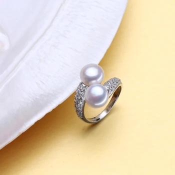 FENASY Pearl Šperky,prírodné sladkovodné dvojité Pearl prstene,snubné prstene pre ženy,Zapojenie Šperky Pre ženy Príslušenstvo darček