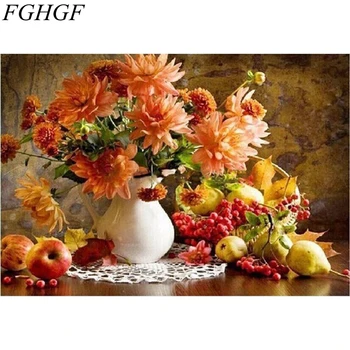 FGHGF Frameless obrázky Digitálnych olejomaľba dekoratívne obrazy ručne maľované plátno na maľovanie podľa čísel, farebný Kvet