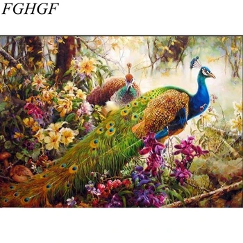 FGHGF Frameless Obrázky Peacork Maľovanie Podľa Čísel DIY Digitálne olejomaľba Na Plátne Európe Domáce Dekorácie na Stenu Umenie