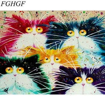 FGHGF Mačka Frameless Obrázky DIY Maľovanie Podľa Čísel Olej Maľovanie Podľa Čísel Na Plátne Európe Domáce Dekorácie
