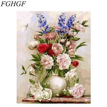 FGHGF ST131 Kvet Zarámovať Obrázok DIY Maľovanie Podľa Čísel, Maľovanie Kaligrafie Domáce Dekorácie Pre Obývacia Izba