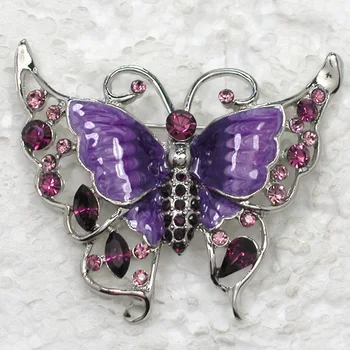 Fialová Drahokamu Smalt Motýľ brošňa Pin C897 D