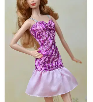 Fialová Jeden Kus Oblečenia Pre Bábiky Barbie Ručne Vyrobený Vysoko Kvalitný Pekné Šaty, Vestido S Flounced Hem Pre 1/6 Bábiky