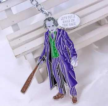 Film Batman Joker keychain Poďme dať úsmev na ktoré čelia list kovu modré smalt Keyring Prívesok Šperky