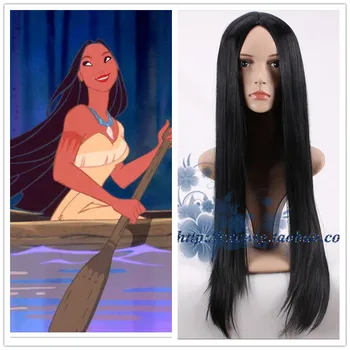 Film Pocahontas Matoaka Čierne Dlhá Parochňa Comic-con Úlohu Hrať Dlhé Rovné vlasy kostýmy
